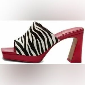 Jeffrey Campbell Black and White Zebra Heel with Red Accents